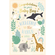 Load image into Gallery viewer, Wishing Well Baby Boy Animals Card
