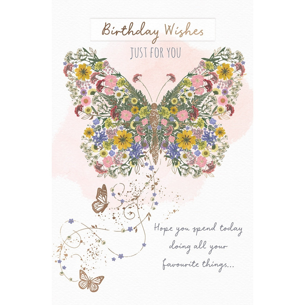 Wishing Well Butterfly Birthday Wishes Card