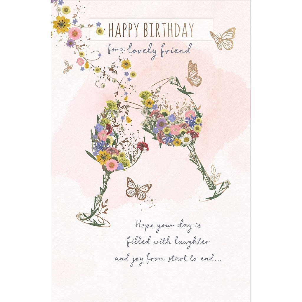 Wishing Well Glasses Friend Birthday Card