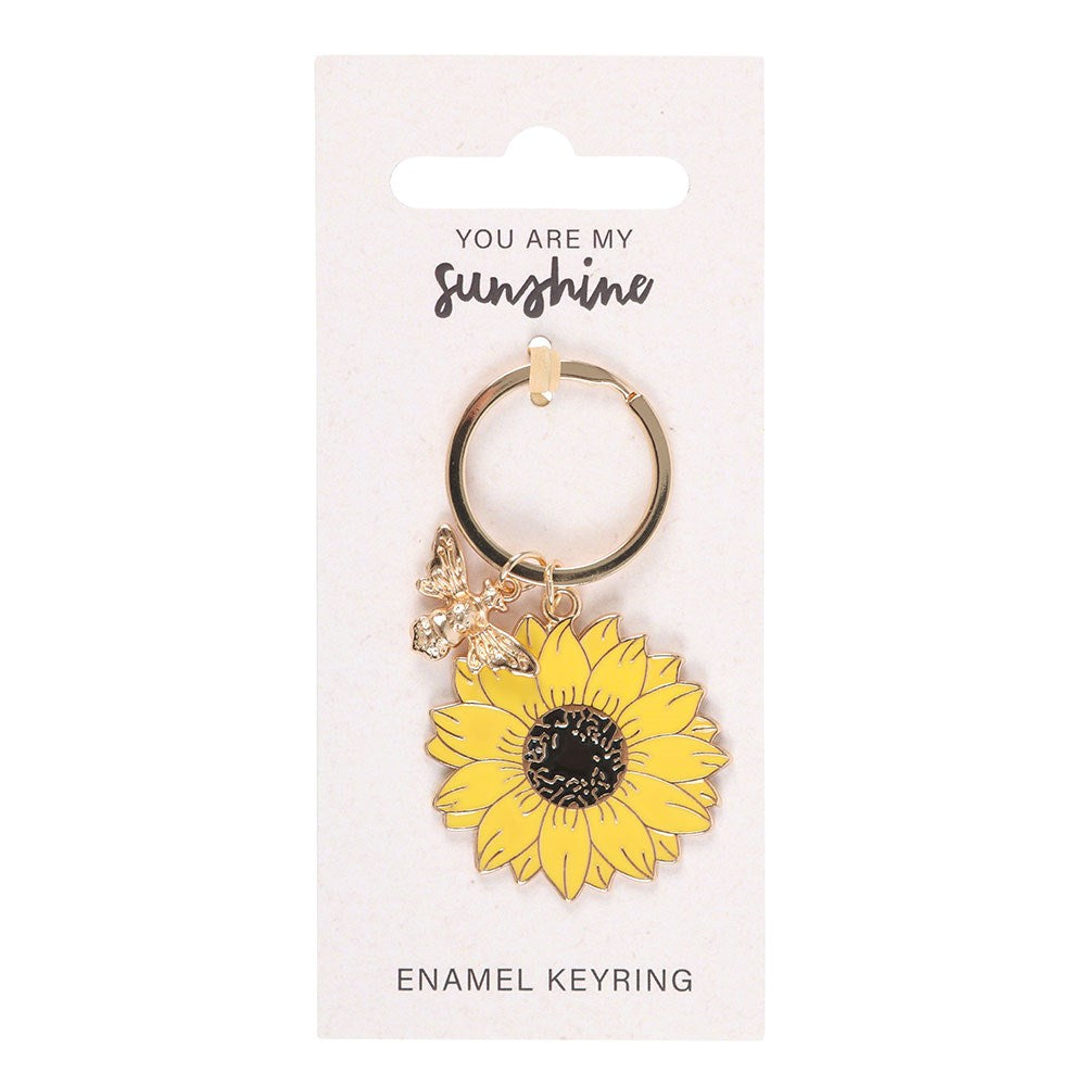 You Are My Sunshine Sunflower Enamel Keyring