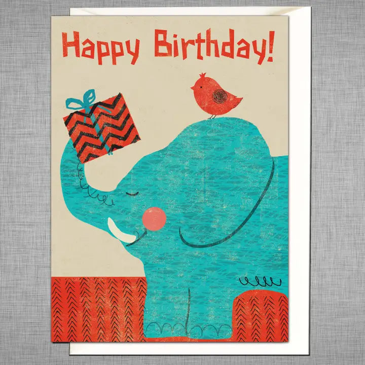 Zoo Buddies Aqua Elephant Birthday Card