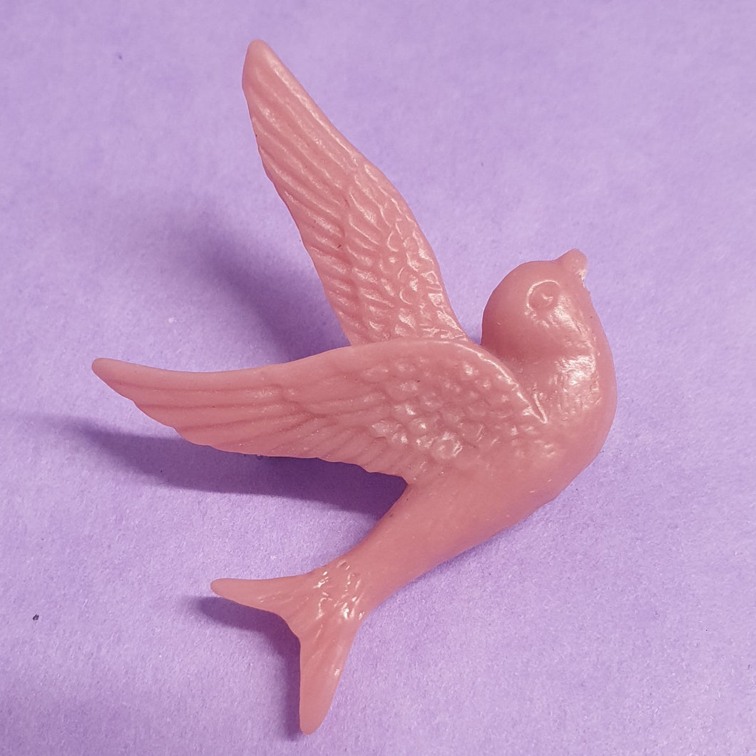 Resin Flying Bird Brooch Pale Pink