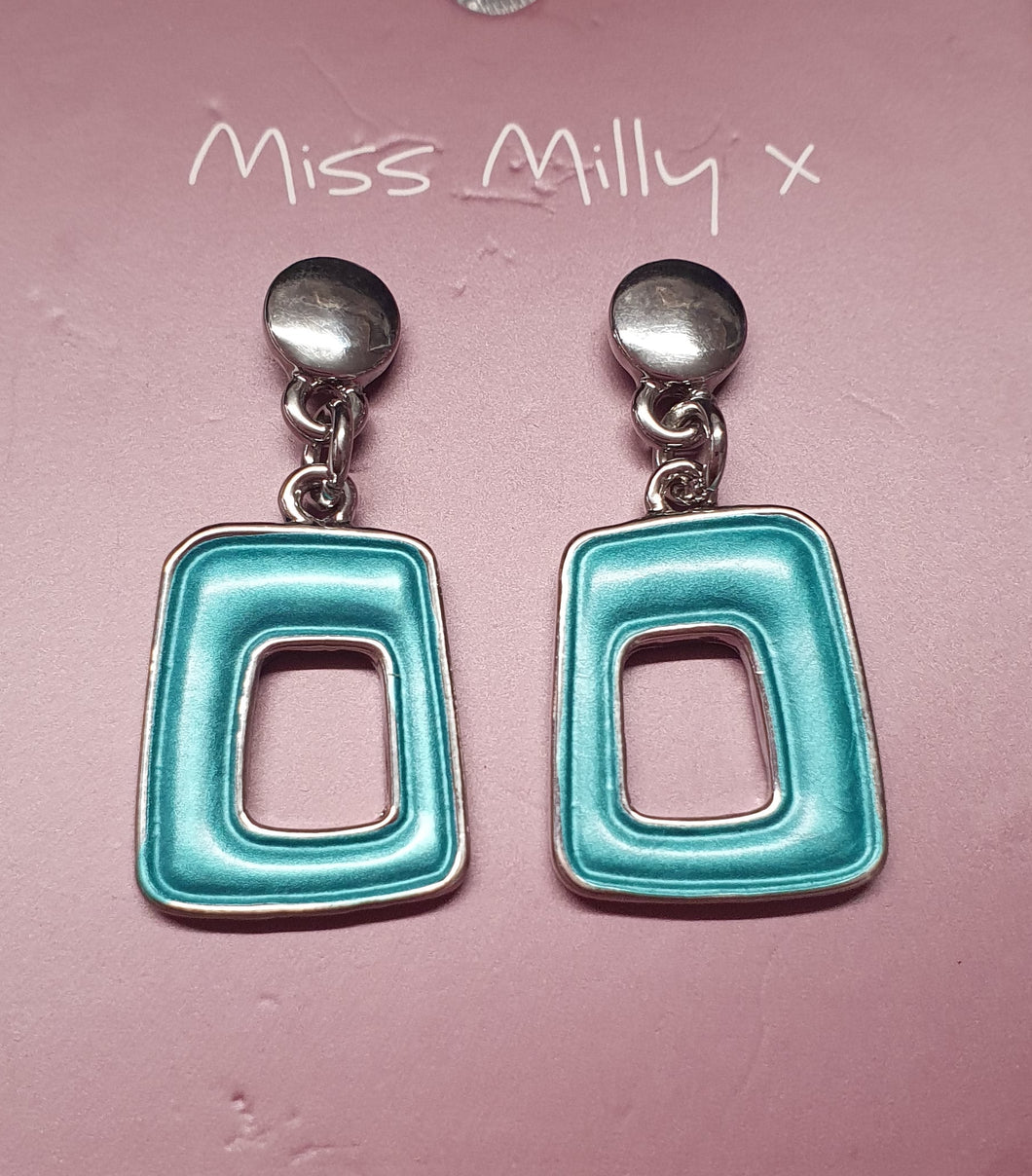 Miss Milly Turquoise Oblong Earrings
