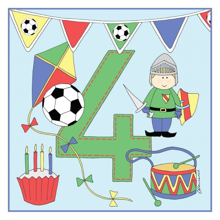 Age Range 4 Blue Birthday Card