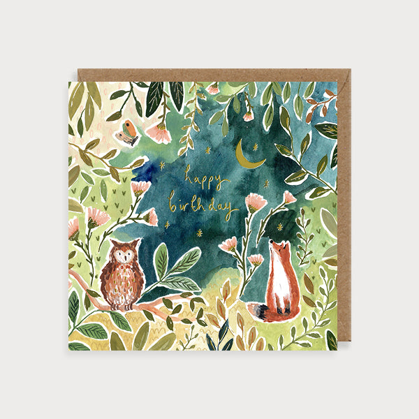 Animals Birthday Fox & Owl Card