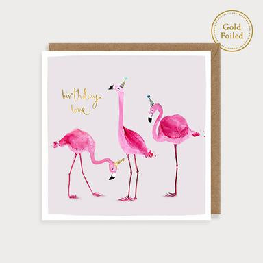 Watercolour Birthday Love Flamingos Card