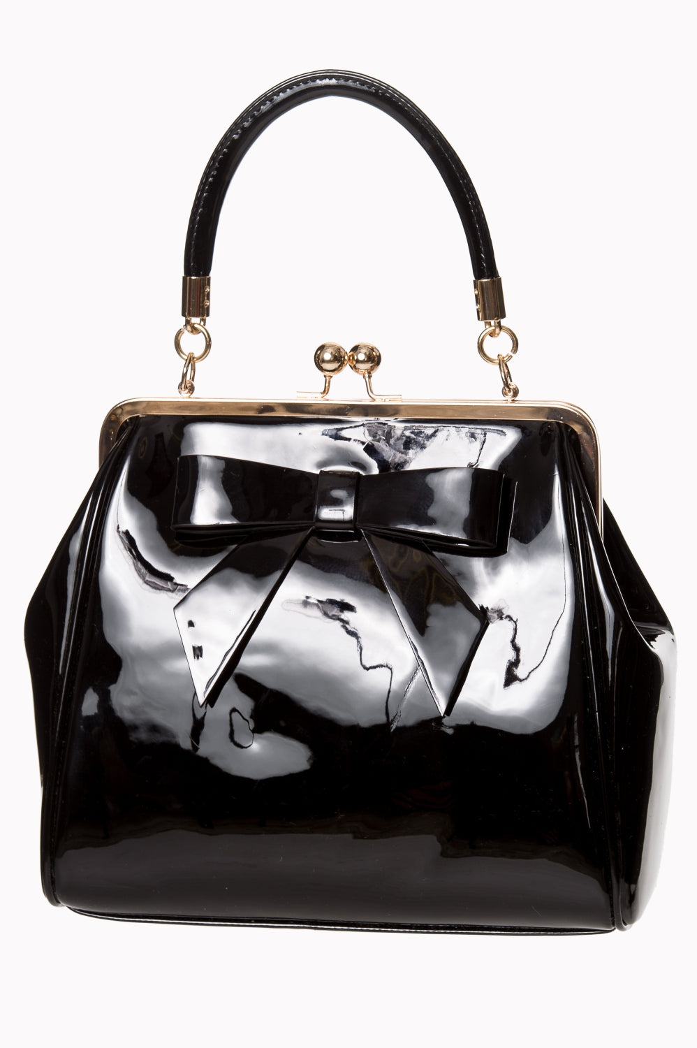 Gloss Bow 1950s Style Bag Black
