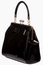 Load image into Gallery viewer, Gloss Bow 1950s Style Bag Black
