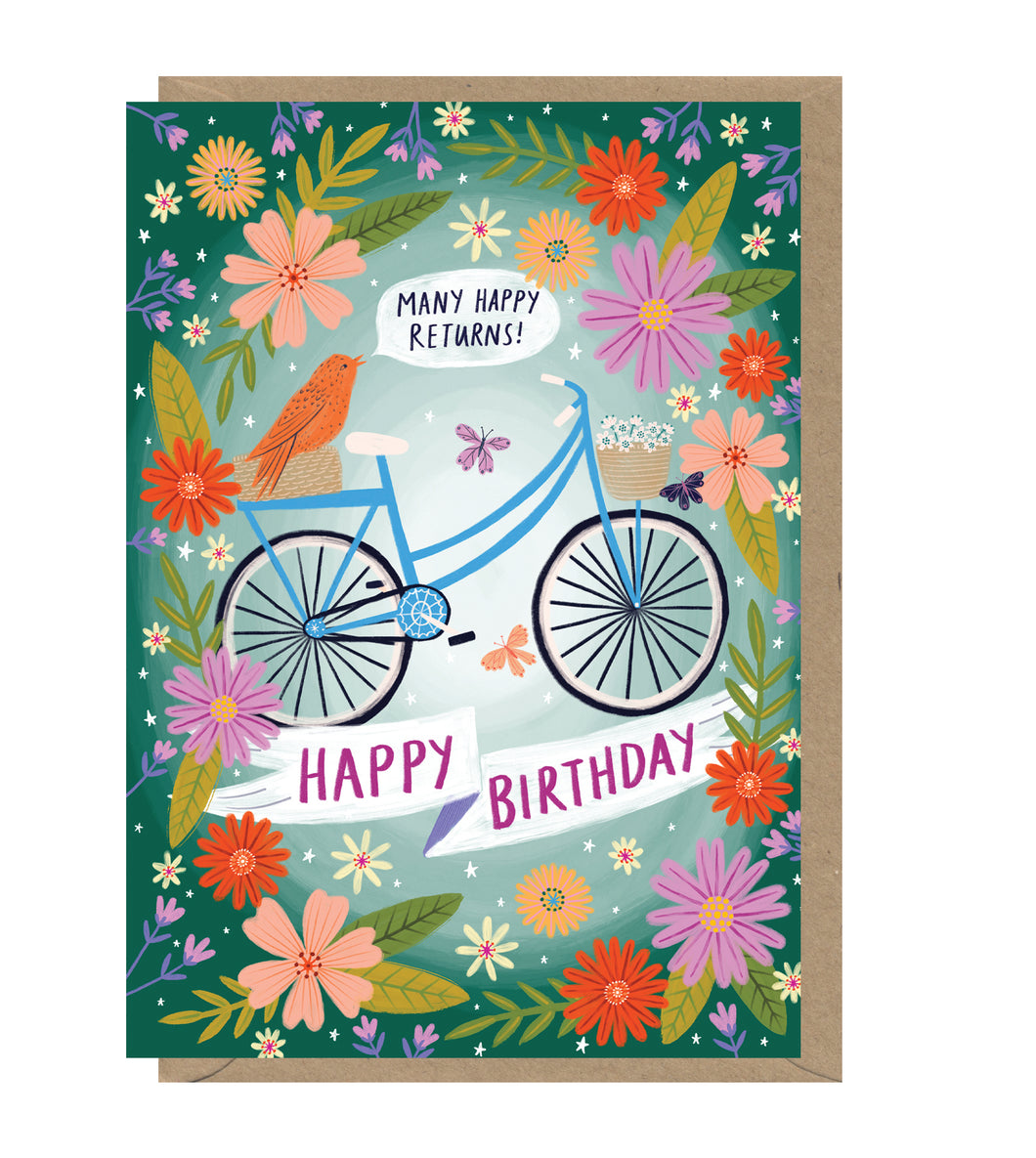 Bonbi Forest Bicycle Birthday Card
