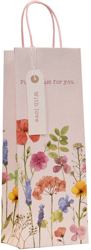 Bottle Gift Bag Pastel Flowers