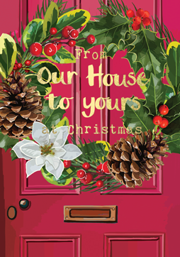 Bright Floral Christmas Our House To Yours Card