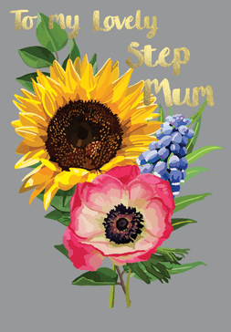 Bright Floral Lovely Step Mum Card
