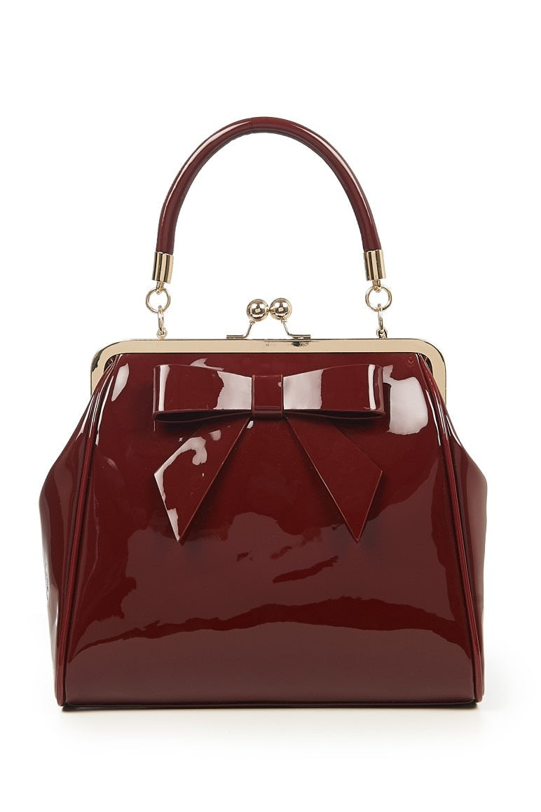 Gloss Bow 1950s Style Bag Burgundy