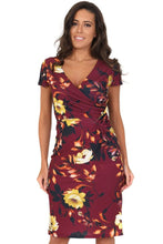 Load image into Gallery viewer, Burgundy Rose Stretch Wiggle Dress
