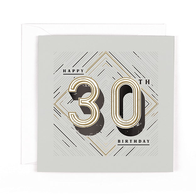 Charcoal 30th Birthday Card
