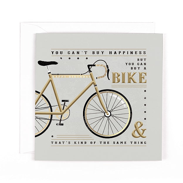 Charcoal Can't Buy Happiness Buy A Bike Card