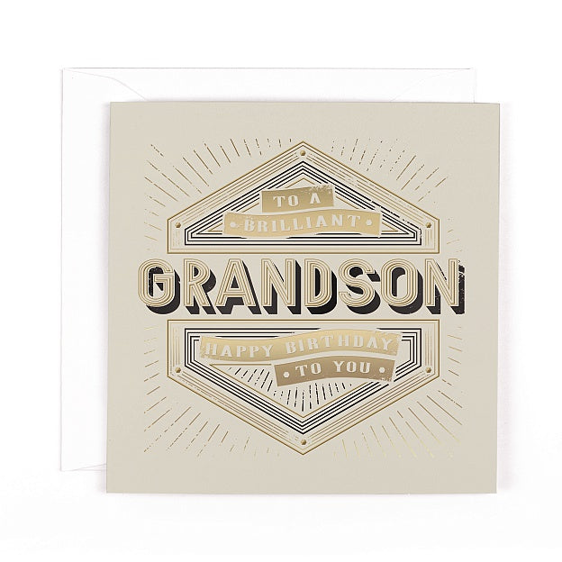 Charcoal Brilliant Grandson Birthday Card