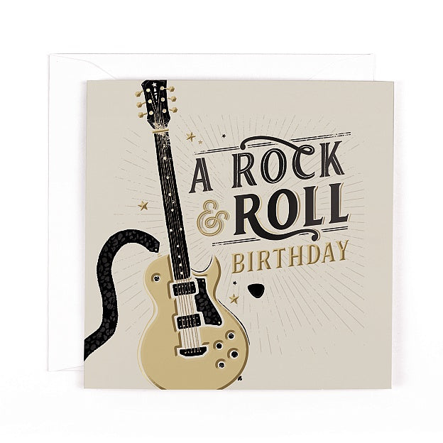 Charcoal Rock & Roll Guitar Birthday Card