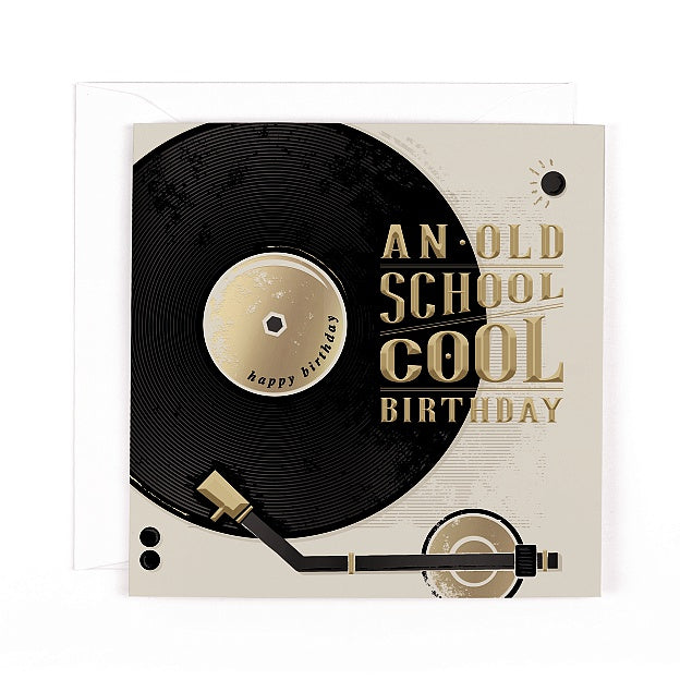 Charcoal Old School Cool Record Birthday Card