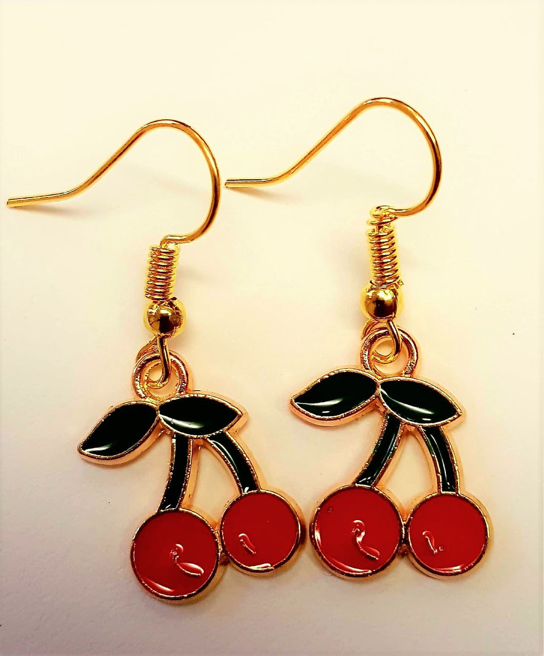 Cherry Enamel Retro Drop Earrings