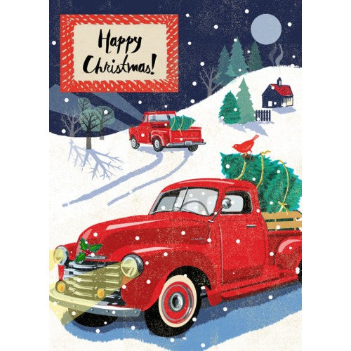 Christmas Retro 1950s Red Chevrolet Pickup Card