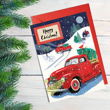 Load image into Gallery viewer, Christmas Retro 1950s Red Chevrolet Pickup Card
