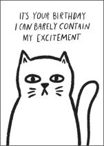 Cuckoo Contain Excitement Cat Birthday Card