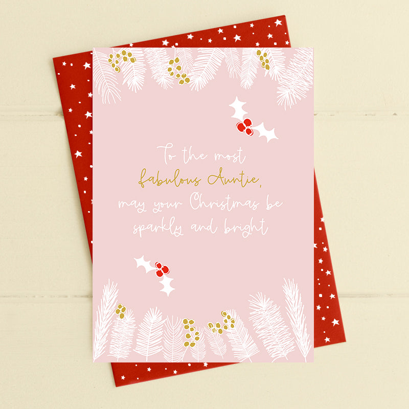Dandelion Christmas Pink Fabulous Auntie Card