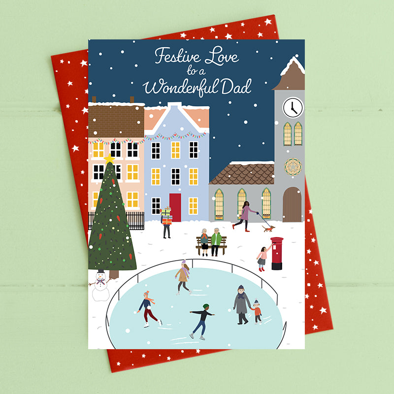 Dandelion Christmas Houses Wonderful Dad Card