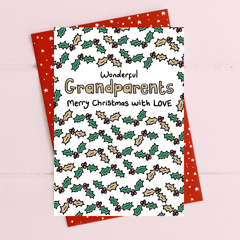Dandelion Christmas  Holly Grandparents Card