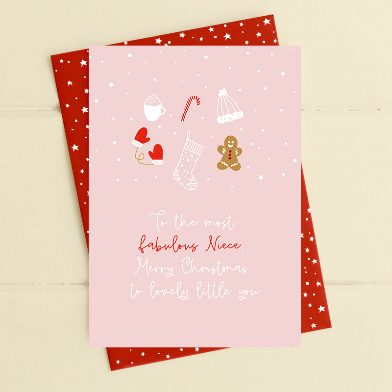 Dandelion Christmas Pink Fabulous Niece Card