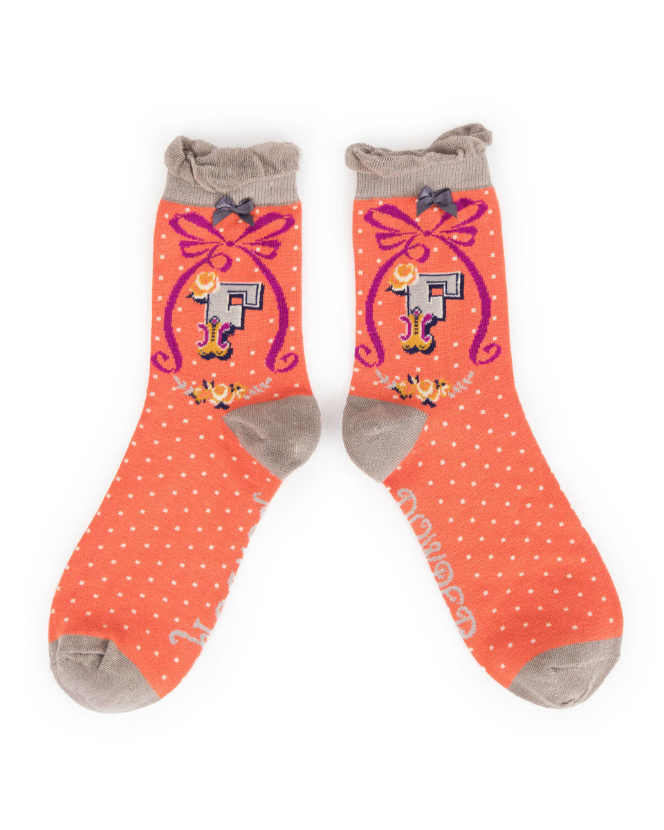 Powder Initial Socks Letter F
