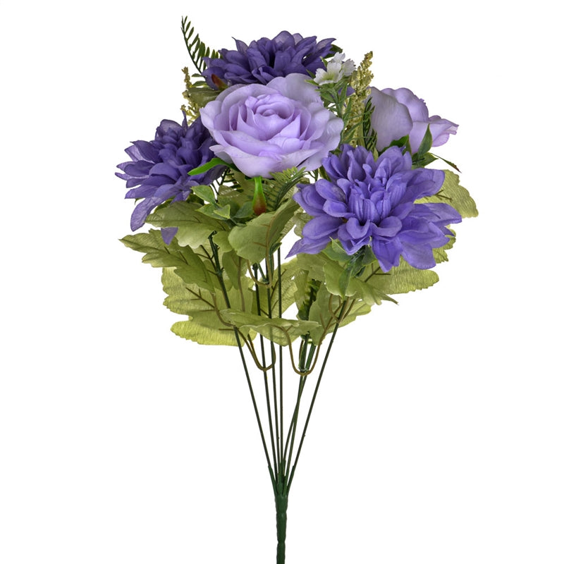 Faux Flower Stem Rose & Dahlia Lilac
