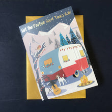 Load image into Gallery viewer, Christmas Festive Alpines Dog Caravan Card
