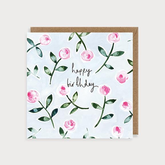 Posy Rosebuds Happy Birthday Card