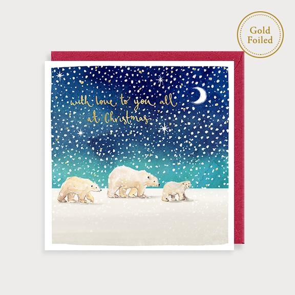 Foil Christmas Love To All Polar Bears Card