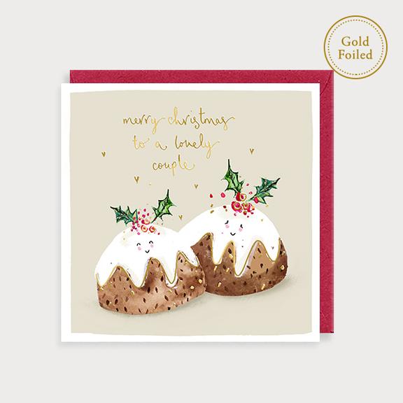 Foil Christmas Lovely Couple Puddings Card