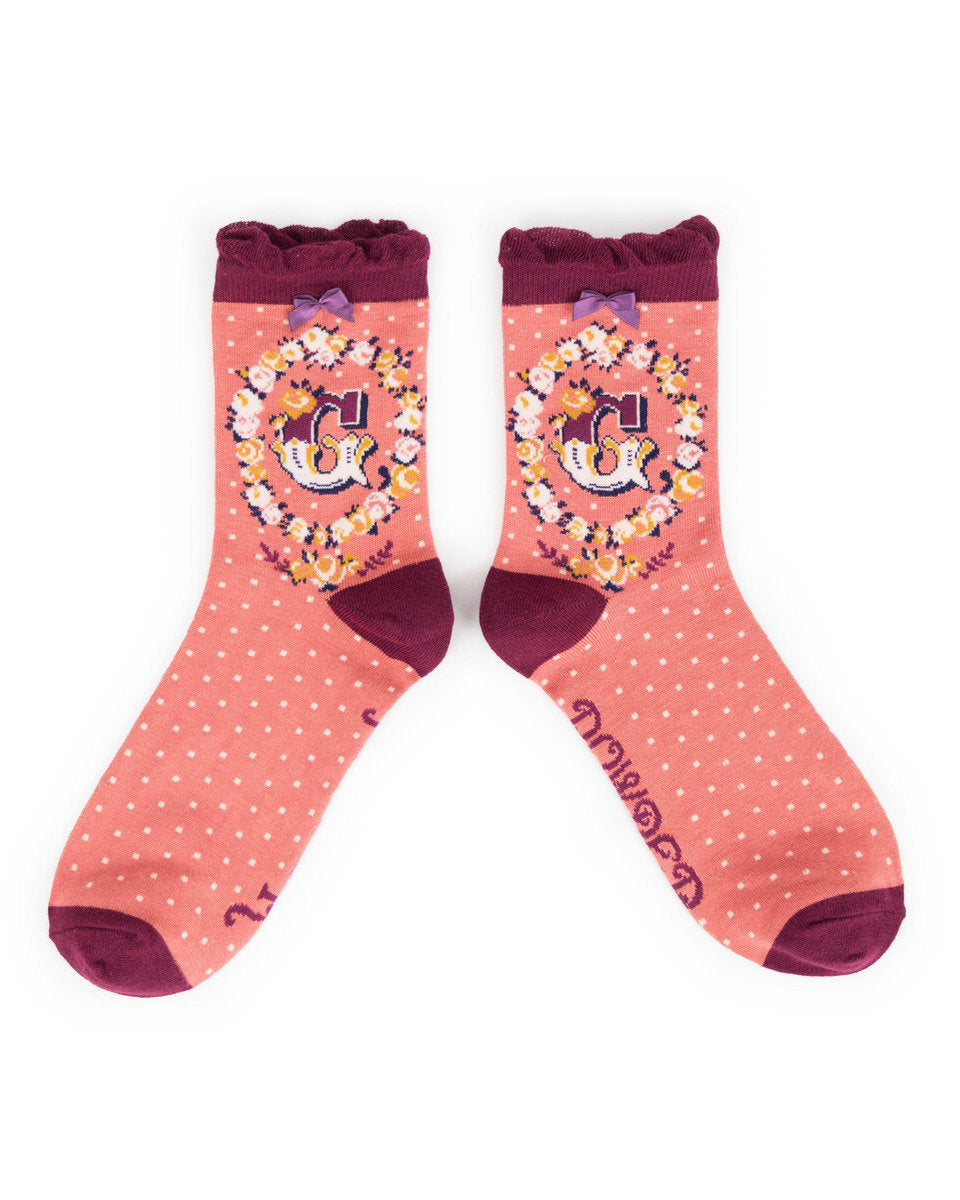 Powder Initial Socks Letter G