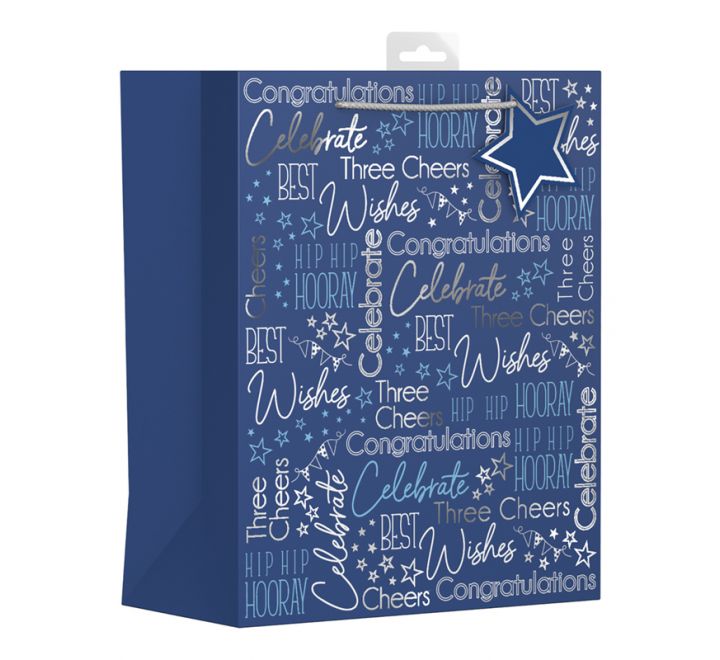 Gift Bag Large Blue Text
