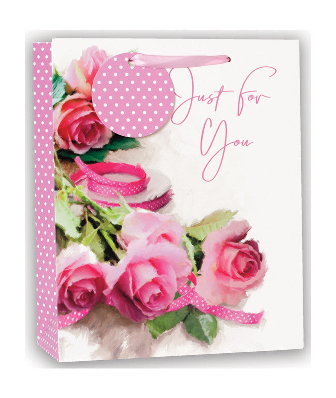 Gift Bag Medium Just For You Pink Roses