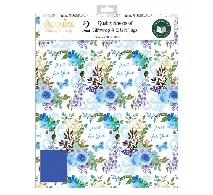 Gift Wrap Pack Blue Roses