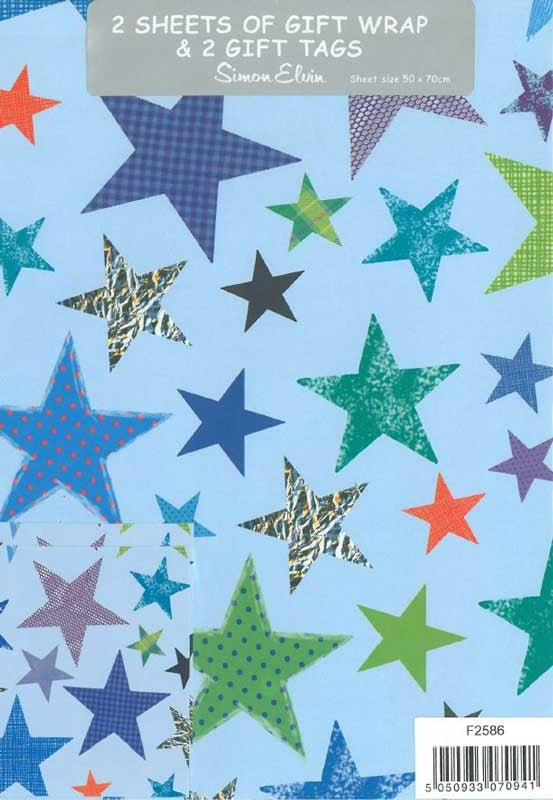 Gift Wrap Pack Blue Stars