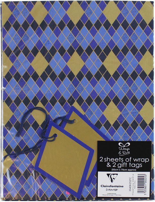 Gift Wrap Pack Blue Diamonds