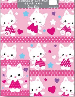 Gift Wrap Pack Pink Kittens