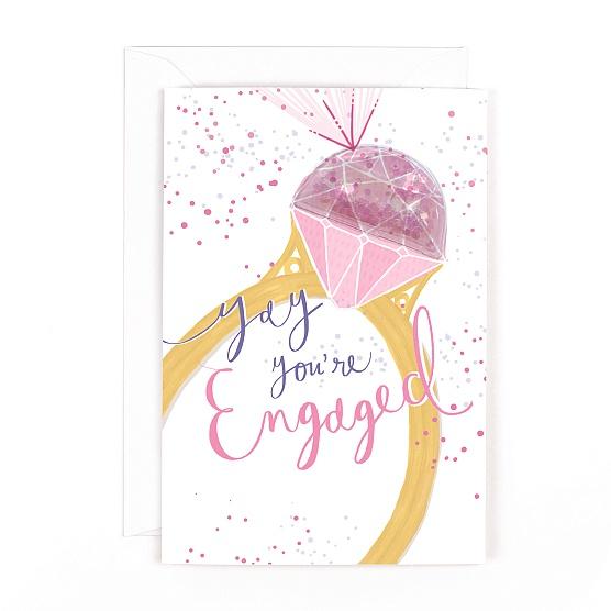 Glitterball Yay You're Engaged Card