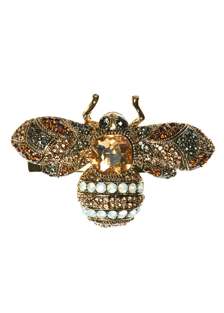 Gold Crystal Bug Brooch