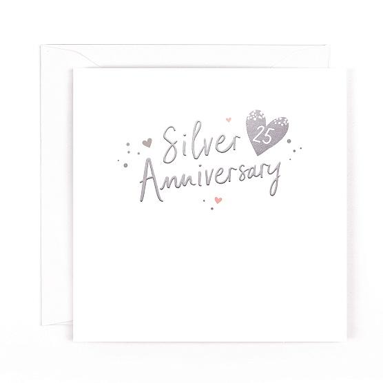 Gold Leaf 25 Silver Anniversary Card