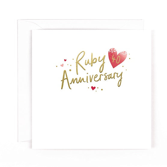 Gold Leaf 40 Ruby Anniversary Card
