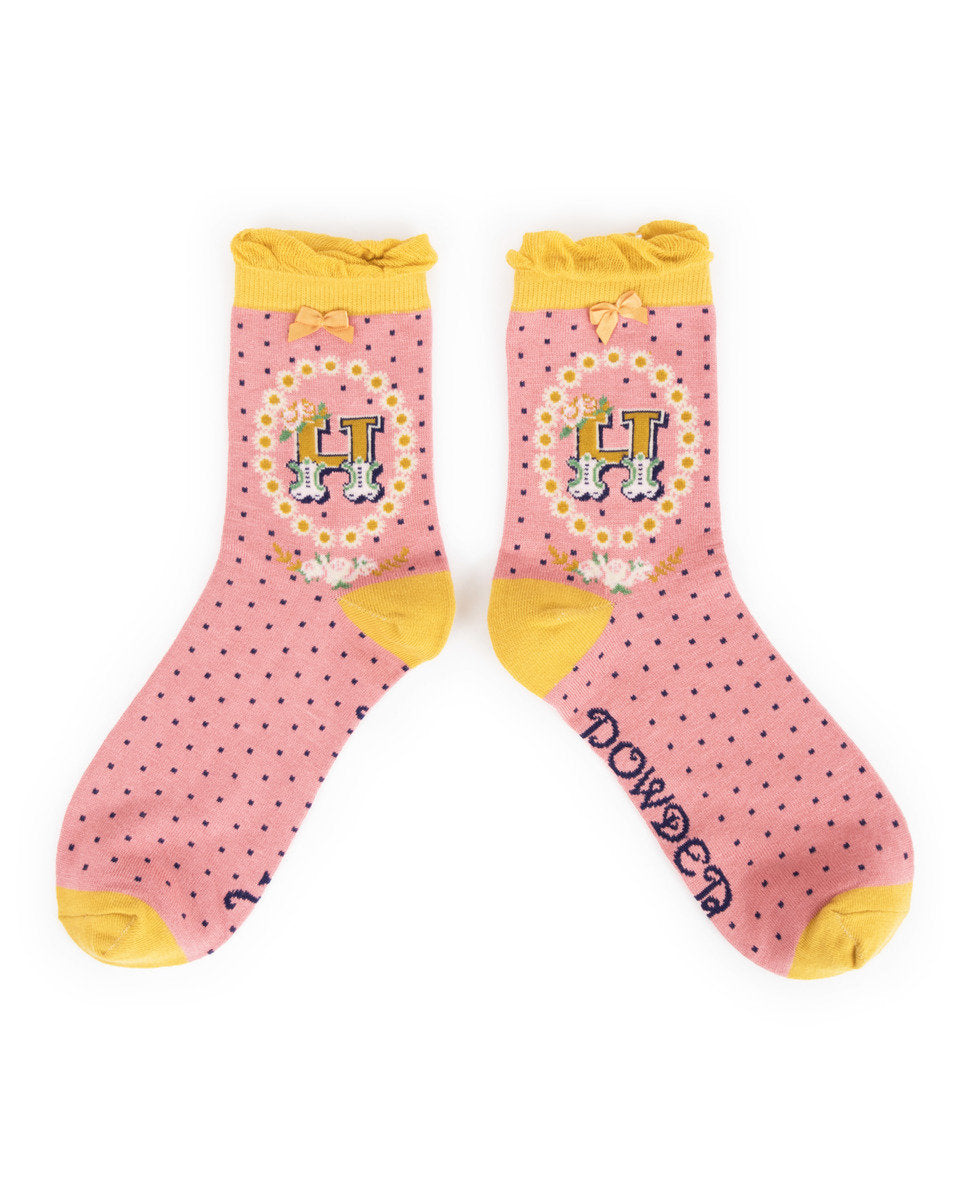 Powder Initial Socks Letter H