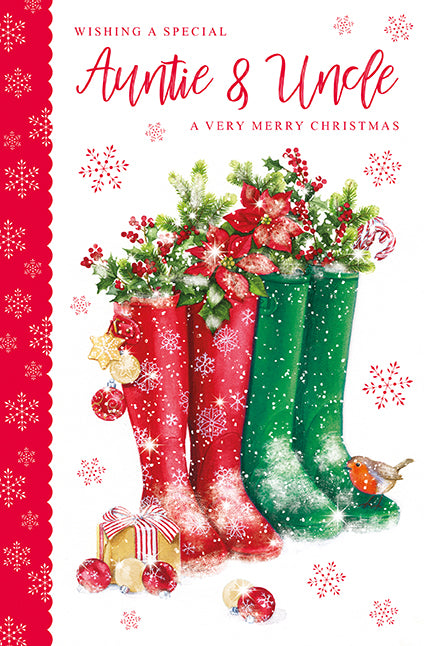 Heart Christmas Auntie & Uncle Card